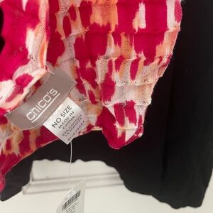 Chico's Vibrant Pink and Red Patterned Scarf